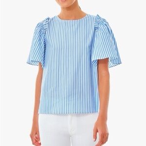 Pomander Place Striped Mollie Blouse In Blue Size S